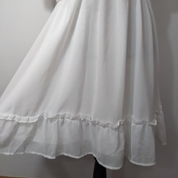 NEW CUPSHE Royalty Bubble Sleeve Lace Trims Mini Dress Short White XL - Picture 5 of 12